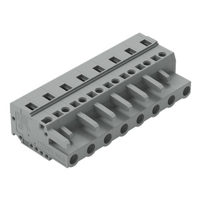 Wago 231 Series Pluggable Connector, 8-Pole, Female, 8-Way, Snap-In, 16A
