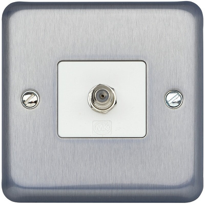 F-Type Satellite Socket Brushed Chrome Female 1 Outlet F Connector, Flush Mount