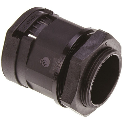 PMA M32 Straight Cable Conduit Fitting, Black 32mm nominal size