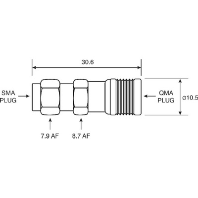TE Connectivity Straight 50Ω RF Adapter QMA Plug to SMA Plug 6GHz