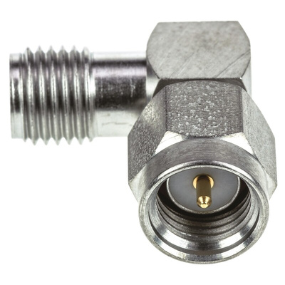 TE Connectivity Right Angle 50Ω RF Adapter SMA Plug to SMA Socket 12.4GHz