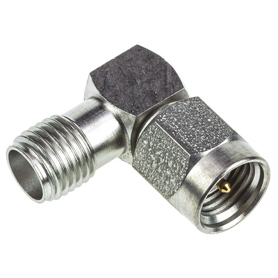 TE Connectivity Right Angle 50Ω RF Adapter SMA Plug to SMA Socket 12.4GHz