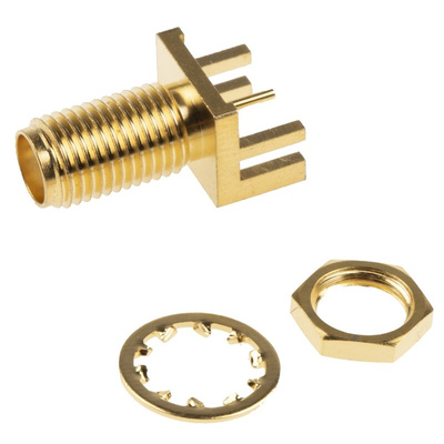 RS PRO, jack Edge Mount SMA Connector, 50Ω, Solder Termination, Straight Body