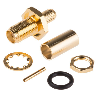RS PRO, jack Bulkhead Mount SMA Connector, 50Ω, Crimp Termination, Straight Body