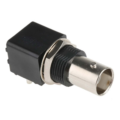 RS PRO, jack PCB Mount BNC Connector, 50Ω, Through Hole Termination, Right Angle Body