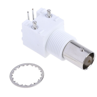 RS PRO, jack PCB Mount BNC Connector, 50Ω, Through Hole Termination, Right Angle Body