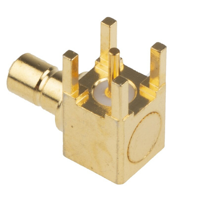 RS PRO, Plug PCB Mount SMB Connector, 50Ω, Solder Termination, Right Angle Body