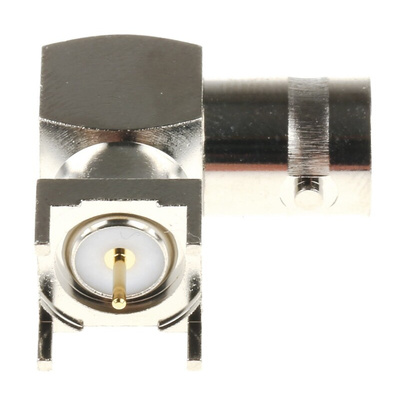 RS PRO, jack PCB Mount BNC Connector, 50Ω, Through Hole Termination, Right Angle Body