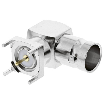 RS PRO, jack PCB Mount BNC Connector, 75Ω, Through Hole Termination, Right Angle Body