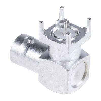 RS PRO, jack PCB Mount BNC Connector, 50Ω, Through Hole Termination, Right Angle Body