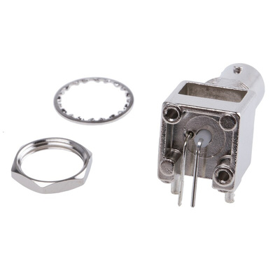 RS PRO, jack PCB Mount BNC Connector, 75Ω, Through Hole Termination, Right Angle Body