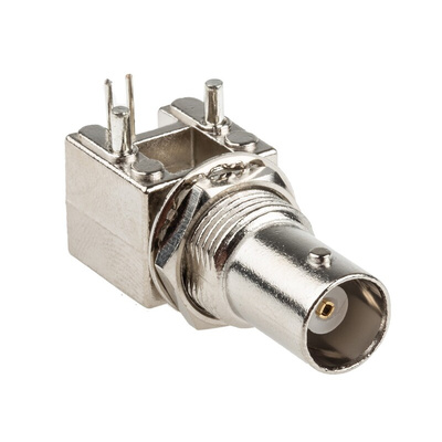 RS PRO, jack PCB Mount BNC Connector, 50Ω, Through Hole Termination, Right Angle Body