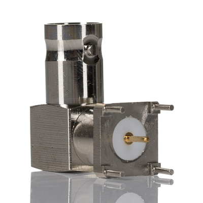 RS PRO, jack PCB Mount BNC Connector, 50Ω, Solder Termination, Right Angle Body