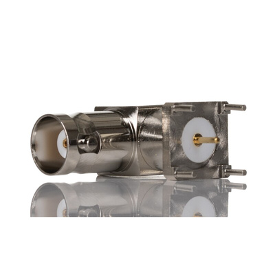 RS PRO, jack PCB Mount BNC Connector, 50Ω, Solder Termination, Right Angle Body