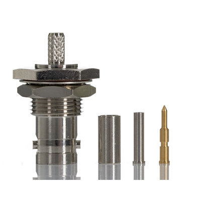 RS PRO, jack Panel Mount BNC Connector, 50Ω, Crimp Termination, Straight Body