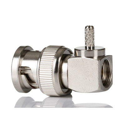 RS PRO, Plug Cable Mount BNC Connector, 50Ω, Crimp Termination, Right Angle Body