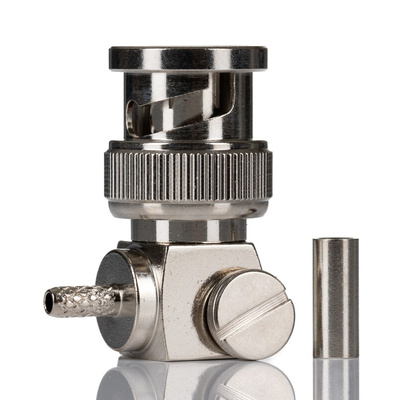 RS PRO, Plug Cable Mount BNC Connector, 50Ω, Crimp Termination, Right Angle Body