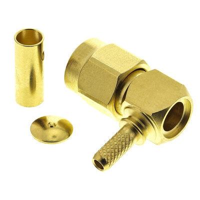 Radiall Right Angle 50Ω Cable Mount SMA Connector, Crimp Termination RG188, RG316