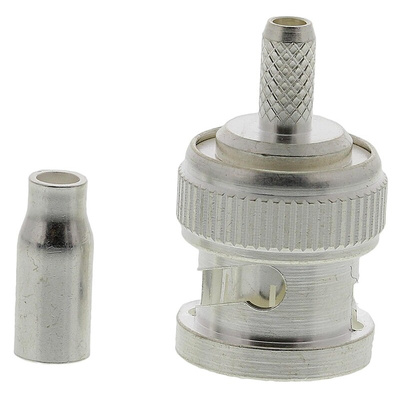 TE Connectivity Straight 50Ω Cable Mount BNC Connector, Plug, Silver, Crimp Termination, RG174 A/U, RG188 A/U, RG316/U