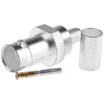 TE Connectivity Straight 75Ω Cable Mount BNC Connector, jack, Silver, Crimp Termination, URM 70