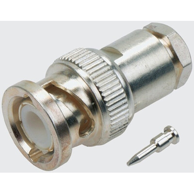 TE Connectivity Straight 75Ω Cable Mount BNC Connector, Plug, Silver, Solder Termination, RG140/U, RG210/U, RG59 B/U