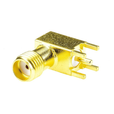 TE Connectivity, jack PCB Mount SMA Connector, 50Ω, Solder Termination, Right Angle Body