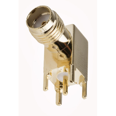 TE Connectivity, jack PCB Mount SMA Connector, 50Ω, Solder Termination, Right Angle Body