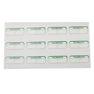 RS PRO Adhesive Pre-Printed Green Label-Calibrated-. Quantity: 120