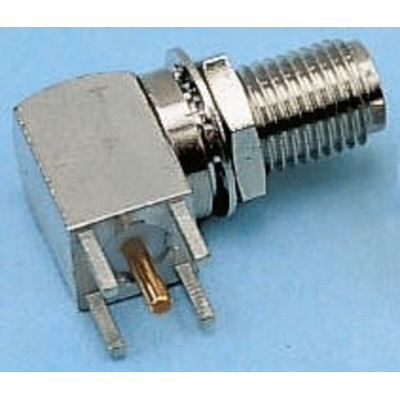 binder, jack PCB Mount SMA Connector, Solder Termination, Right Angle Body