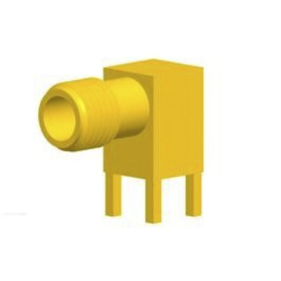 Amphenol RF, jack PCB Mount SMA Connector, 50Ω, Solder Termination, Right Angle Body