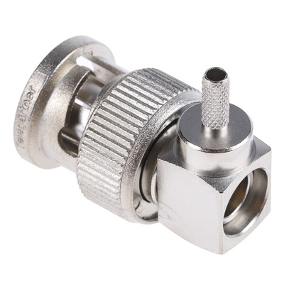Telegartner, Plug Cable Mount BNC Connector, 75Ω, Crimp Termination, Right Angle Body