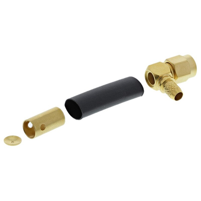 Radiall Right Angle 50Ω Cable Mount SMA Connector, Crimp Termination RG141, RG58
