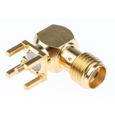 Radiall, jack PCB Mount SMA Connector, 50Ω, Solder Termination, Right Angle Body