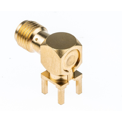 Radiall, jack PCB Mount SMA Connector, 50Ω, Solder Termination, Right Angle Body