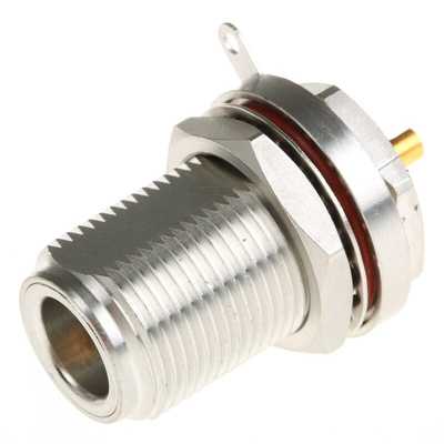 Radiall 50Ω Straight Panel Mount N Type Connector, jack, Solder Termination, 0 → 11GHz