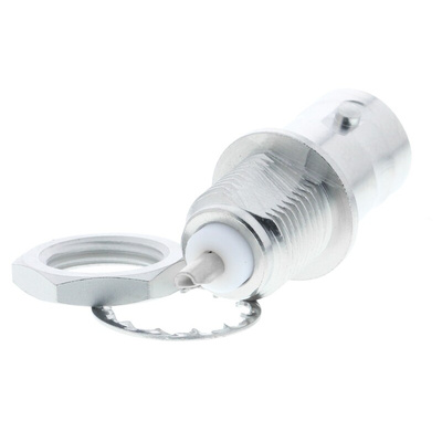 Radiall R141 Series Straight 50Ω Panel Mount Bulkhead Fitting BNC Connector, jack, Nickel, Solder Termination