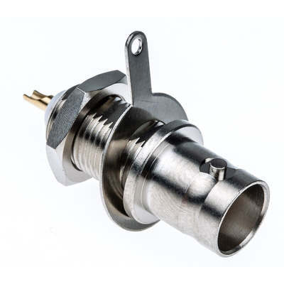 Radiall R141 Series Straight 50Ω Panel Mount Bulkhead Fitting BNC Connector, jack, Nickel, Solder Termination