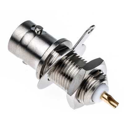 Radiall R141 Series Straight 50Ω Panel Mount Bulkhead Fitting BNC Connector, jack, Nickel, Solder Termination