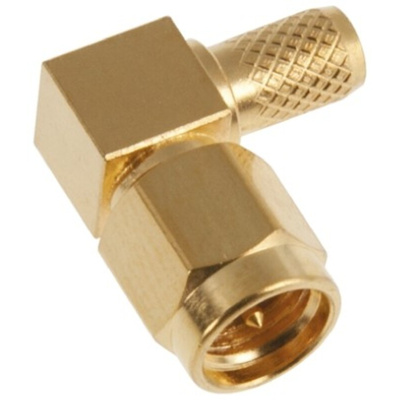 TE Connectivity Right Angle 50Ω Cable Mount SMA Connector, Crimp, Solder Termination RG141 A/U, RG58 C/U