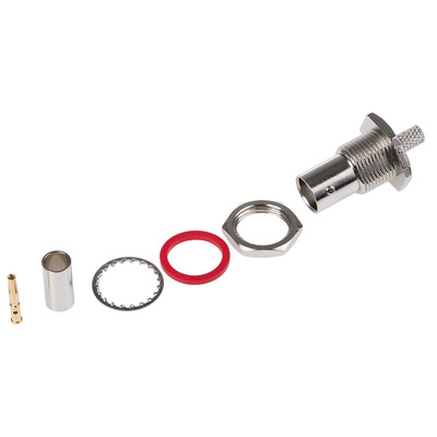 TE Connectivity, jack Panel Mount BNC Connector, 50Ω, Crimp Termination, Straight Body