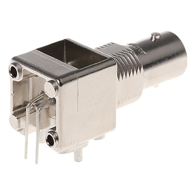 TE Connectivity, jack PCB Mount BNC Connector, 50Ω, Through Hole Termination, Right Angle Body