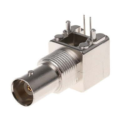 TE Connectivity, jack PCB Mount BNC Connector, 50Ω, Through Hole Termination, Right Angle Body