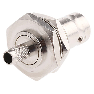 TE Connectivity, jack Panel Mount BNC Connector, 50Ω, Crimp Termination, Straight Body