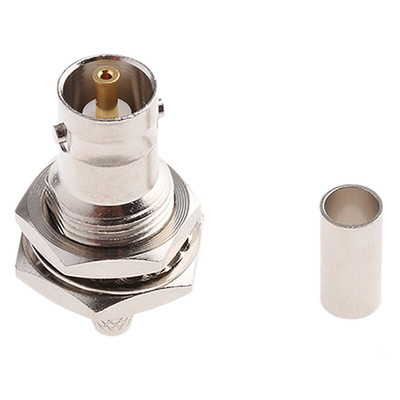 TE Connectivity, jack Panel Mount BNC Connector, 50Ω, Crimp Termination, Straight Body