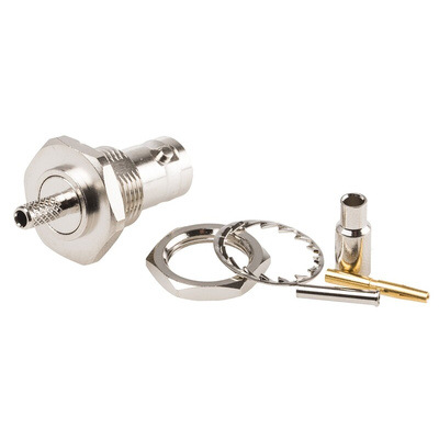 TE Connectivity, jack Panel Mount BNC Connector, 50Ω, Crimp Termination, Straight Body