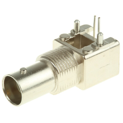 TE Connectivity, jack PCB Mount BNC Connector, 50Ω, Through Hole Termination, Right Angle Body