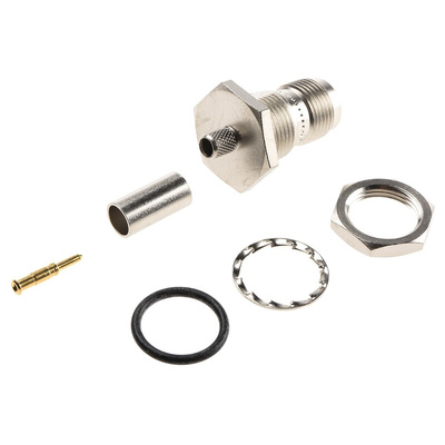 Telegartner, jack Panel Mount TNC Connector, 50Ω, Crimp Termination, Straight Body