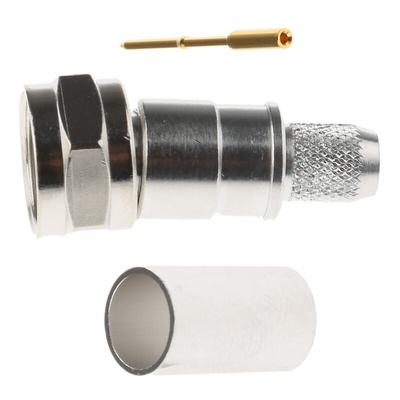 Telegartner, Plug Cable Mount F Connector, 75Ω, Crimp Termination, Straight Body