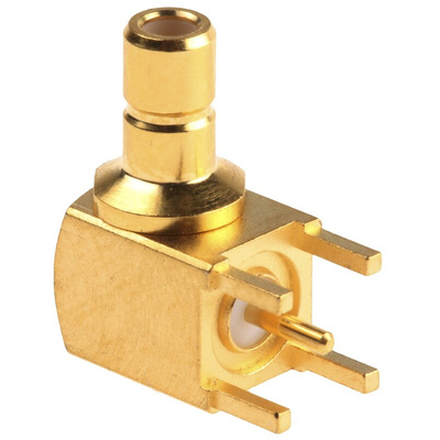 Telegartner, Plug Through Hole SMB Connector, 50Ω, Solder Termination, Right Angle Body