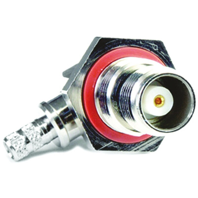 Amphenol RF, jack Cable Mount TNC Connector, 50Ω, Crimp, Solder Termination, Right Angle Body